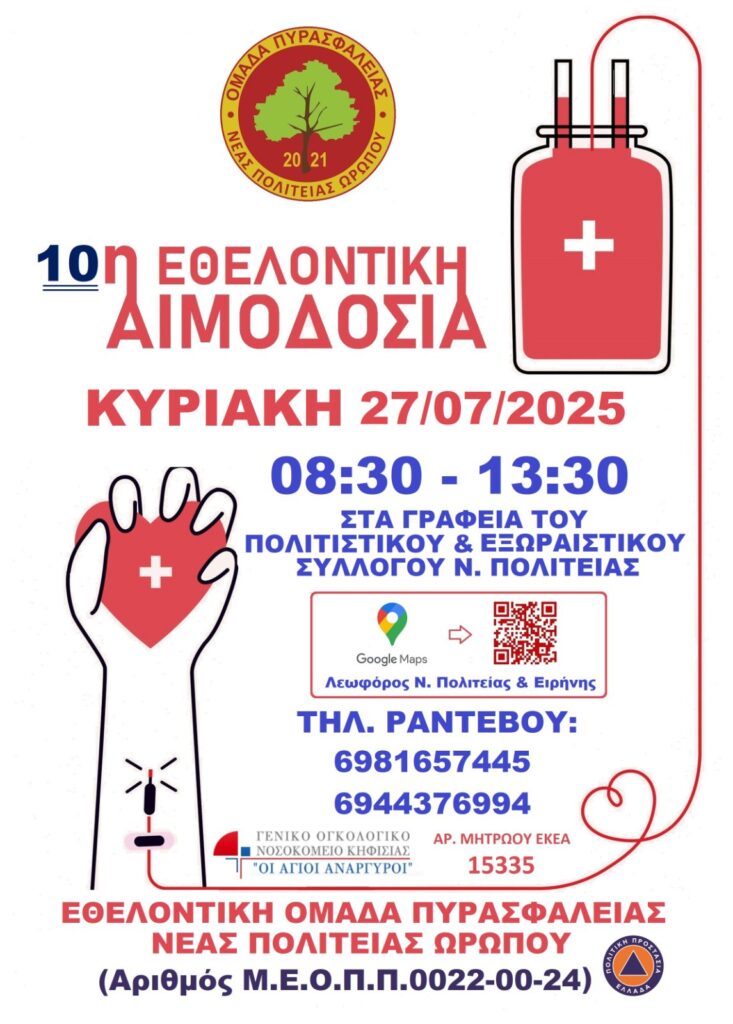 10η Εθελοντική Αιμοδοσία